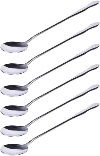 Miniatura 18 de SellerWay Cuchara de mango largo, cucharadita de acero inoxidable helado de 10 pulgadas para mezclar, té, batido, café, 3 formas diferentes