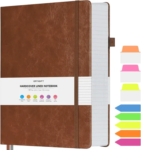 Miniatura 13 de Cuaderno rayado, cuaderno grande A5 con rayas universitarias, cuaderno de trabajo de 312 páginas numeradas con calcomanías de índice, papel grueso