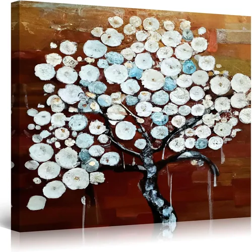 Miniatura 31 de Startonight Lienzo decorativo abstracto para pared, pintura del árbol de la vida amarillo, impresión grande estirada, moderna para dormitorio o sala