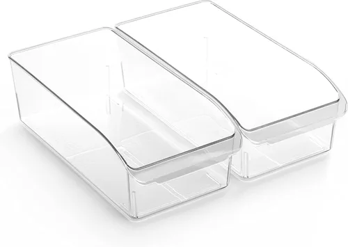 BINO Contenedores de almacenamiento de plástico, pequeños | THE CURVE COLLECTION | Contenedores organizadores multiusos | Contenedores de