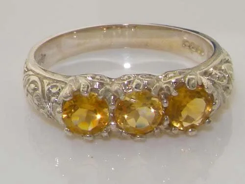 Miniatura 4 de Anillo de plata de ley 925 con citrino auténtico para mujer