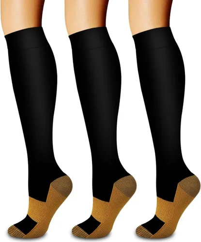 Miniatura 63 de Calcetines de compresión para mujeres y hombres (3 pares) – El mejor apoyo para enfermeras, correr, senderismo, recuperación y calcetines de vuelo
