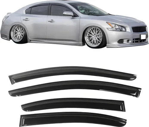 Miniatura 2 de IKON MOTORSPORTS - Visera de ventana compatible con Nissan Maxima 2009-2015, estilo delgado, ahumado acrílico teñido y semitransparente, protector
