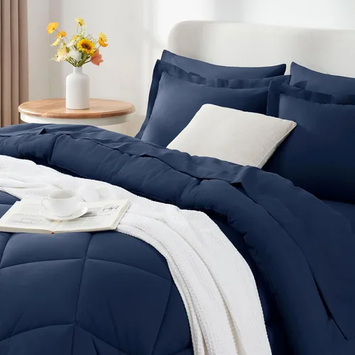 Miniatura 101 de CozyLux Juego de edredón tamaño King, color naranja quemado, toda la ropa de cama en una sola bolsa, 7 piezas: edredón, fundas de almohada