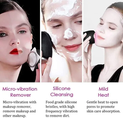 Miniatura 3 de Cepillo de limpieza facial calentado, limpiador facial impermeable para limpieza profunda, cepillo facial suave masaje exfoliante, 9 velocidades