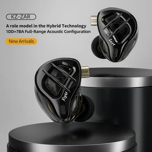 Miniatura 2 de KZ ZAR - Auriculares intrauditivos para monitor intrauditivo, 1DD+7BA, tecnología híbrida, controlador, auriculares con cable chapado en plata