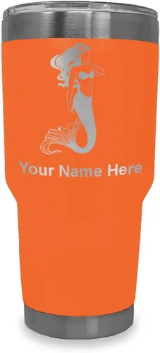 Miniatura 16 de LaserGram Vaso aislado al vacío de 20 onzas, sirena, grabado personalizado incluido (negro)