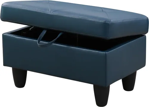 Miniatura 3 de Reposapiés rectangular de piel sintética con almacenamiento para sala de estar y dormitorio (negro)