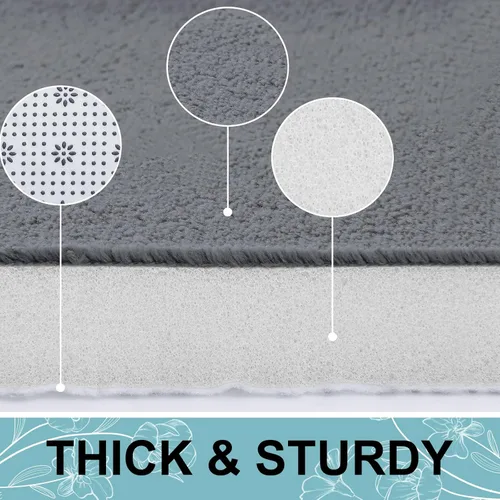 Miniatura 3 de Smiry Tapete de baño de espuma viscoelástica de 24 x 16 pulgadas, extra suave y absorbente, antideslizante, lavable para suelo, ducha y bañera, Gris