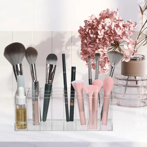 Miniatura 2 de Organizador de lápiz labial, soporte grueso de acrílico transparente de 24 ranuras para tocador, organizador de maquillaje para brillo de labios