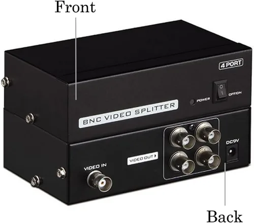 Miniatura 2 de 4-Port (1 Entrada 4 Salidas) BNC Video Splitter Box Coaxial Distribuidor Amplificador para Sistema de Monitoreo de Video Cámara de Seguridad CCTV