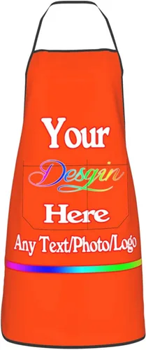 Miniatura 14 de Delantal de diseño personalizado para mujeres y hombres con bolsillos, delantal de cocina personalizado, diseño de logotipo de texto