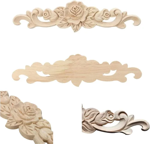 Miniatura 3 de Apliques de madera tallada para manualidades sin pintar, decoración de marco de puerta, esquina, hogar, gabinete, cama, muebles, decoración