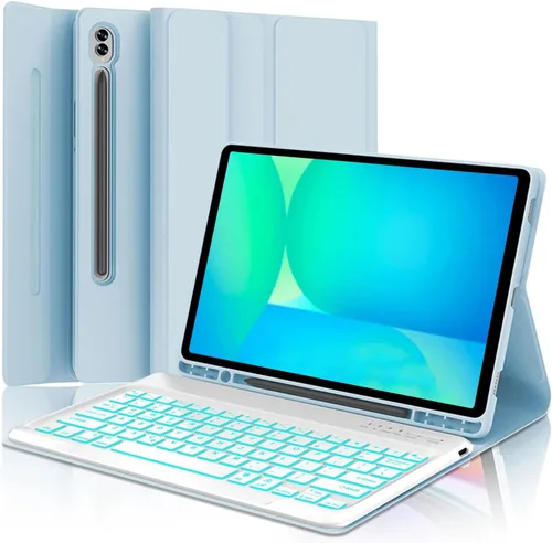 Miniatura 17 de Funda con teclado para Samsung Galaxy Tab A11 Plus / A9 Plus de 11 pulgadas, con retroiluminación Bluetooth A9+ con soporte para bolígrafo S