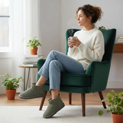 Miniatura 76 de CUSHIONAIRE, Hip 2 - Botas de nieve de gamuza auténtica para mujer, sin cordones, con cómodo forro de piel de oveja sintética + espuma viscoelástica