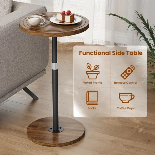 Miniatura 5 de Asgolion Juego de 2 Mesas Auxiliares Redondas, Mesa Pequeña Ajustable en Altura, Soporte de Martini con Pedestal, Mesa de Cóctel con Base Ponderada