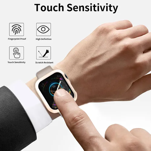 Miniatura 5 de 4 fundas rígidas de policarbonato compatibles con Apple Watch Series 6/5/4/SE de 1.575 pulgadas con protector de pantalla de vidrio, protector