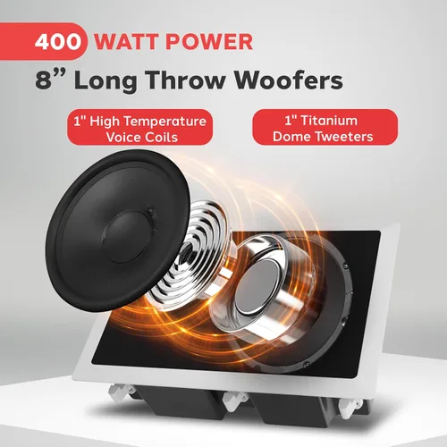 Miniatura 7 de Pyle Altavoz Empotrado de Montaje en Techo y Pared - Sistema de Altavoces Estéreo de 400 Vatios para Pared/Techo de 8 Pulgadas de Rango Completo