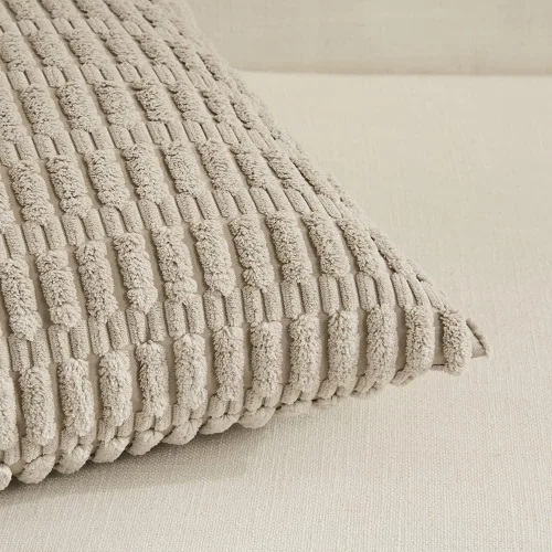 Miniatura 4 de Fancy Homi - Paquete de 2 fundas de almohada decorativas de color taupe de 22 x 22 pulgadas para sala de estar, sofá, cama, estilo rústico, bohemio