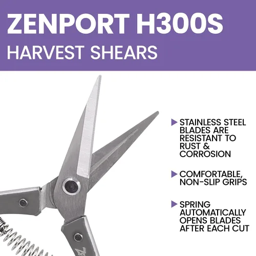 Miniatura 3 de Zenport Cizalla de cosecha H300S, hoja recta larga de acero inoxidable
