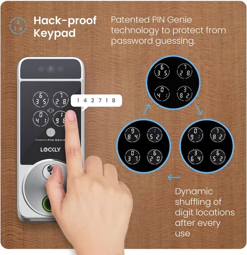 Miniatura 6 de Lockly Visage Zeno Series Smart Lock, reconocimiento facial y huella dactilar, cerradura de puerta de entrada sin llave, cerrojo Wi-Fi integrado