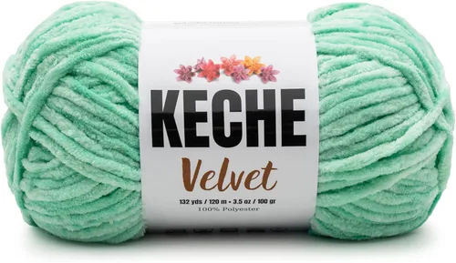 Miniatura 114 de Keche Hilo de terciopelo para ganchillo, manta de felpilla suave, voluminosa, hilo amigurumi, 3.53 oz (132 yardas), color azul bebé