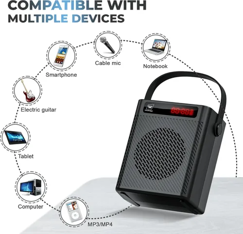 Miniatura 6 de Amplificador de voz, micrófono inalámbrico, micrófono de mano, micrófono portátil de 40 W y altavoz, sistema de karaoke inalámbrico, altavoz