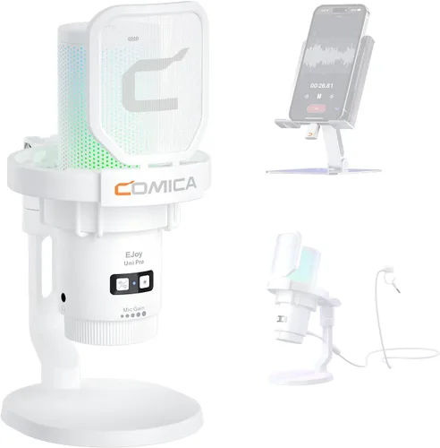 Miniatura 9 de COMICA Ejoy Uni(D) Micrófono USB para juegos con cancelación de ruido, luces RGB, monitoreo, silenciamiento, micrófono de transmisión