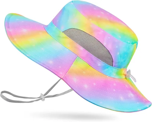 Miniatura 15 de Sombrero de sol para niñas de 2 a 8 años de malla con protección UV, sombrero de playa plegable para niñas de 2 a 8 años Azul