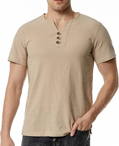 Miniatura 4 de Button Pocket Shirt Blouses for Men Stand Up Collar Solid T-Shirt Tees Short Sleeve Elegant Pullover Tops Streetwear