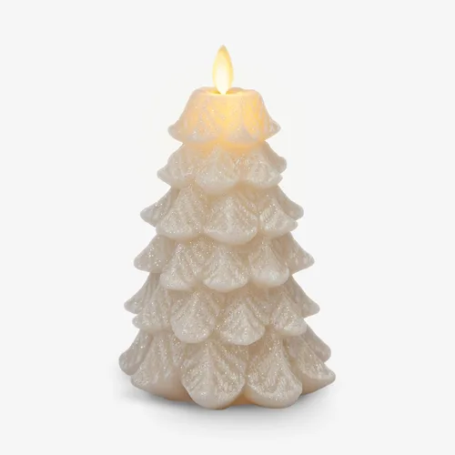 Miniatura 10 de Luminara Vela LED sin llama con rica purpurina dorada North Tree Pilar de Llama en Movimiento (3.3" x 4.3")