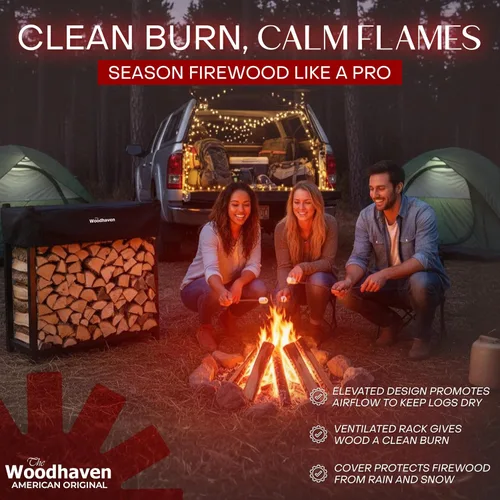 Miniatura 5 de The Woodhaven, estante de cuatro patas para leños con cubierta