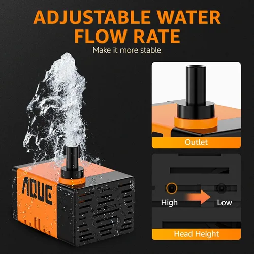 Miniatura 4 de Bomba sumergible para fuente, una bomba de agua ultra silenciosa de 100 GPH, 120 V 60 HZ, cuenta con un diseño desmontable y es adecuada