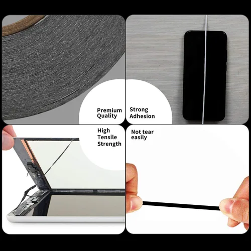 Miniatura 3 de Kaisiking Cinta adhesiva de 1 mm x 50 m para reparación de pantallas LCD de teléfonos, cinta adhesiva con 1 pinza para teléfonos móviles, iPad