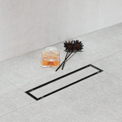 Miniatura 2 de SaniteModar Drenaje de ducha lineal, drenaje de ducha negro de 12 pulgadas con panel 2 en 1 de inserción plana y de azulejos, drenaje de suelo