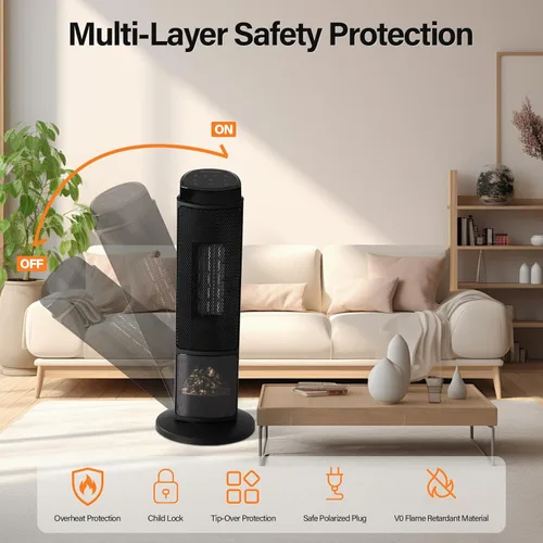 Miniatura 7 de Calentador de habitación, calentador de espacio para uso en interiores con termostato, calentador eléctrico para dormitorio, oficina, sala de estar