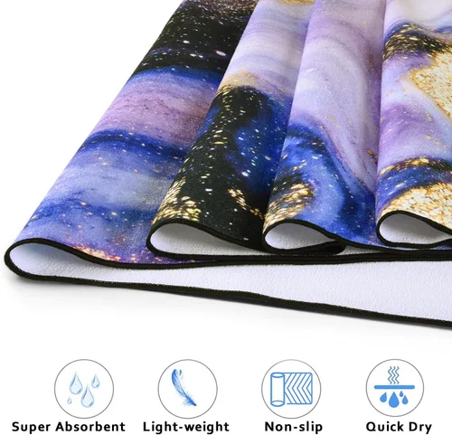 Miniatura 6 de QiyI Toalla para Esterilla de Yoga con Bolsillos en las Esquinas, Toallas de Yoga Antideslizantes que Absorben el Sudor para Yoga Caliente, Mantas