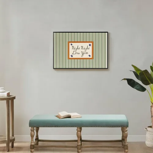 Miniatura 6 de Arte de pared moderno de mediados de siglo para guardería, impresión de paisaje retro a rayas con cita nocturna de amor, estilo vintage, póster