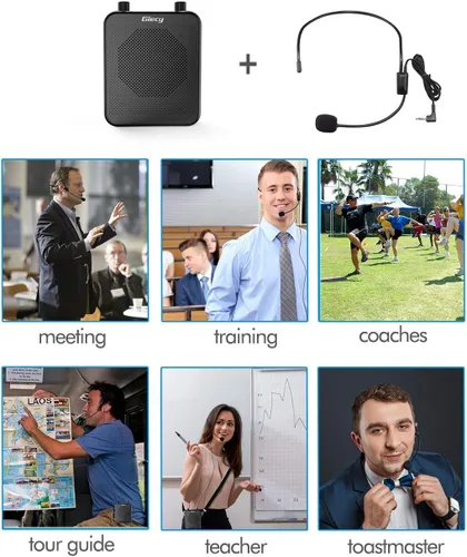 Miniatura 3 de Amplificador de voz portátil, Giecy 30W 2800mAh Bluetooth recargable amplificador de voz personal con auriculares con micrófono, altavoz de sistema
