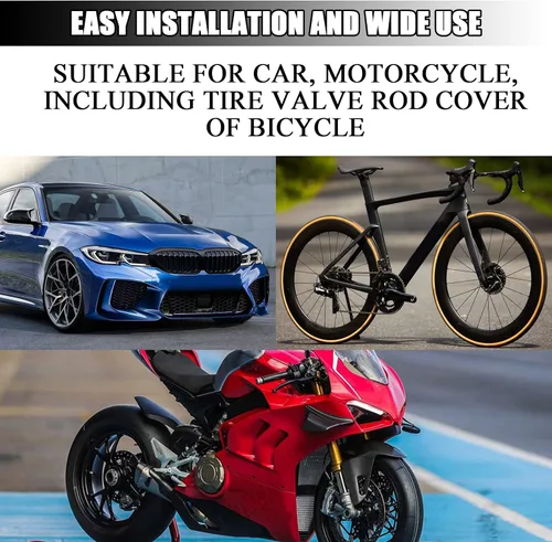 Miniatura 5 de BEYPOVK Paquete de 4 tapas universales para válvulas de neumáticos, a prueba de polvo, para autos, camiones, SUV, bicicletas y motocicletas (azul)