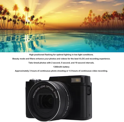 Miniatura 2 de Cámara digital 4K para fotografía, enfoque automático de 48 megapíxeles, cámara de vlogging con pantalla abatible de 3 pulgadas, zoom 5X 8X, cámara