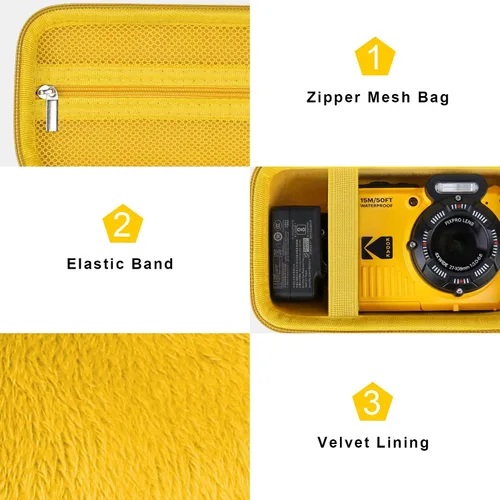 Miniatura 5 de Canboc Funda de transporte para cámara digital Kodak PIXPRO WPZ2, resistente e impermeable, bolsa de fotografía subacuática, bolsillo de malla