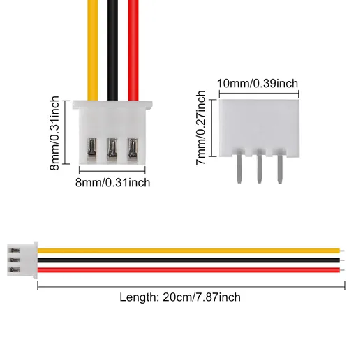 Miniatura 3 de ACEIRMC XH - Juego de conectores JST-XH, 10 pares, conector macho y hembra de 3 pines, adaptador de enchufe con cable plano de 7.874 in, 26 AWG