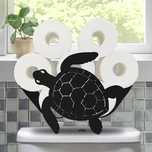 Miniatura 18 de Teaeeno Soporte de papel higiénico de vaca negra, soportes de papel de almacenamiento de FunnyAnimals para baño, decoración de animales de metal