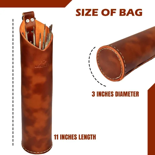 Miniatura 3 de AP-LEATHER PRO-14 - Bolsa para barra de soldadura de cuero de grano superior, soporte para varilla de soldadura/electrodo, contenedor de Leminación