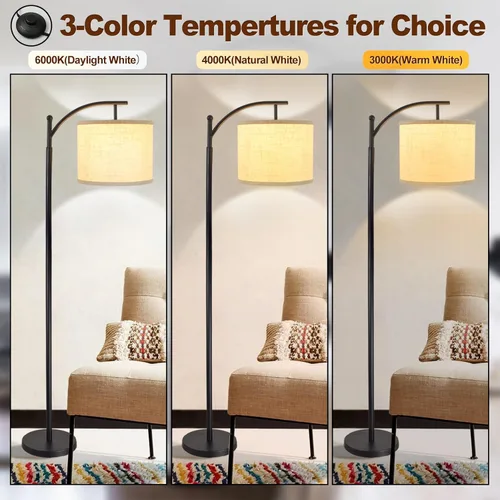 Miniatura 2 de DLLT - Lámpara de pie de arco moderna, lámpara de pie de granja con pantalla de linterna, luz de lectura alta industrial para dormitorio, sala