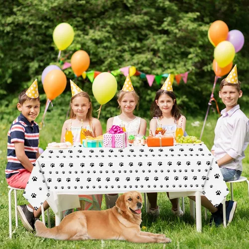 Miniatura 5 de ZAKVOOR Paquete de 4 manteles rectangulares de plástico con estampado de la Patrulla Canina de Cachorros, para suministros de fiesta temática