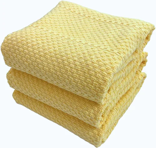 Miniatura 32 de Serafina Home Paños de cocina a cuadros amarillo mostaza: paño de 100 % algodón, suave, para limpieza y secado, absorbente, de rizo, con asa, juego
