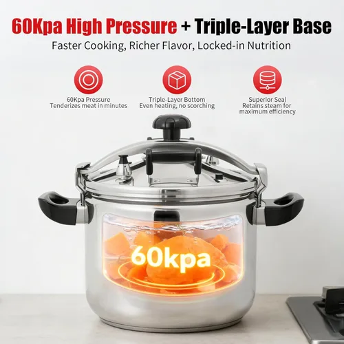 Miniatura 4 de Olla a presión de 42.27 cuartos de galón, olla a presión de acero inoxidable de gran capacidad con válvulas dobles, olla de estofado a presión