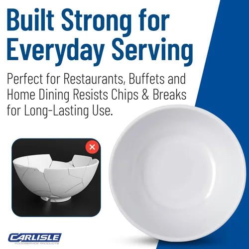 Miniatura 6 de Carlisle FoodService Products Dallas Ware - Cuenco de plástico reutilizable para bufés, hogar y restaurantes, melamina, 16 onzas, color blanco